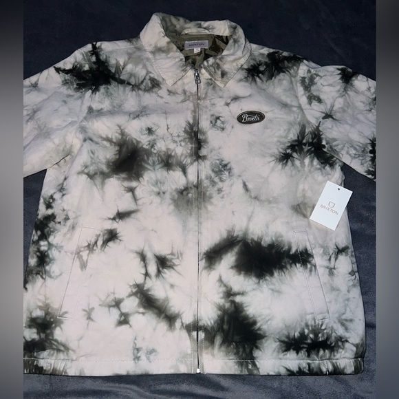 Brixton NWT Bomber Jacket Coat Medium Green Tie Dye Skater Mens NEW - Picture 1 of 6